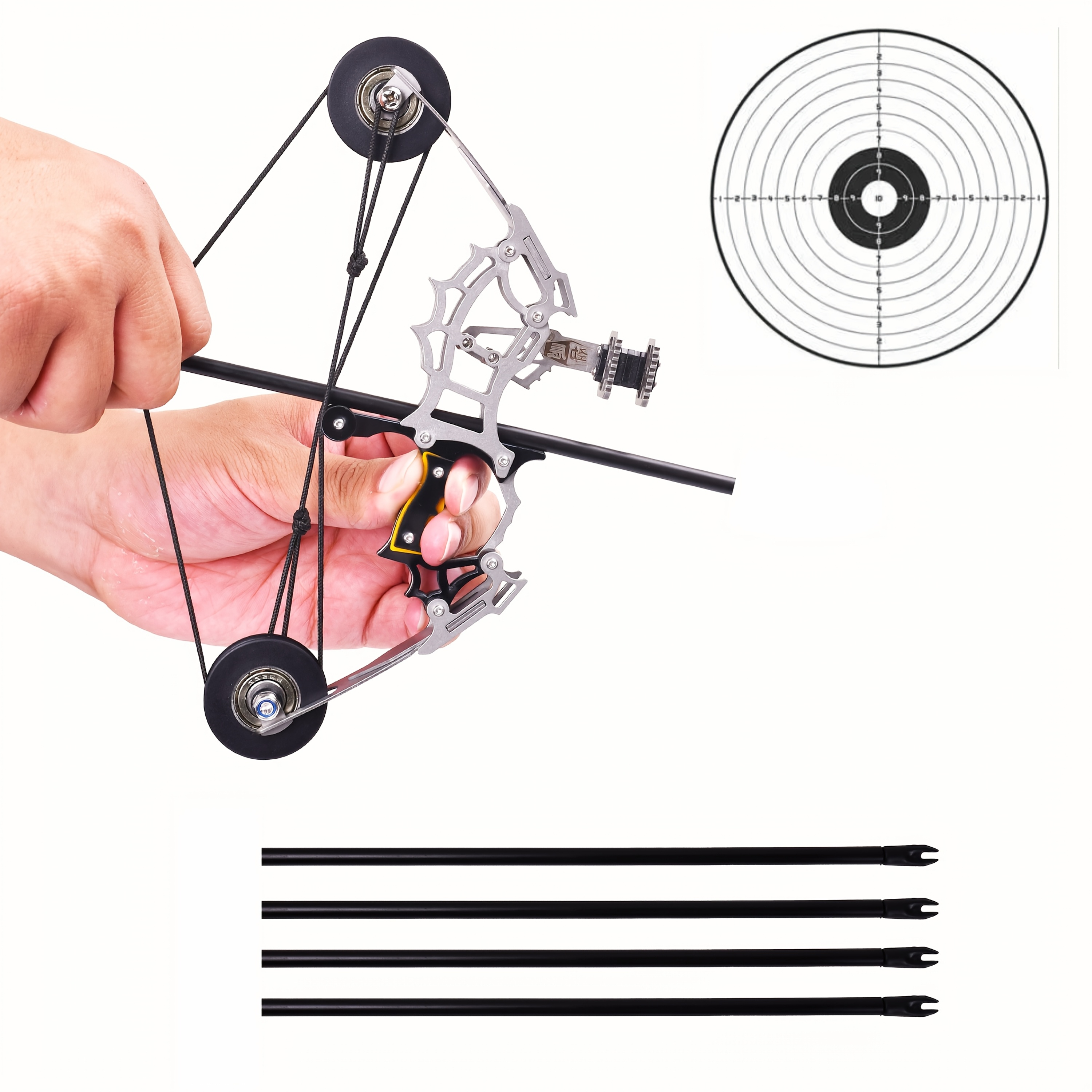 

8.8inmini Archery Bow Set Mini Metal Material Rh/lh For Hunting Shooting Practice Pocket Bow Archery Entertainment Fun