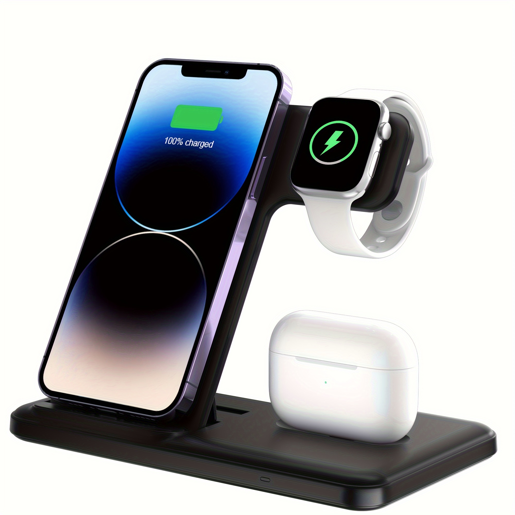 

3 In 1 Folding Wireless Charger, Fast Wireless Charging Station Dock Pad For Iphone 15/14/13/12/11/pro/max/ Mini/8/plus/x/xr/xs/x/se, For /ultra/9/8/7/6/5/ 4/3/2/1/se, For Airpods 3/2/1/pro