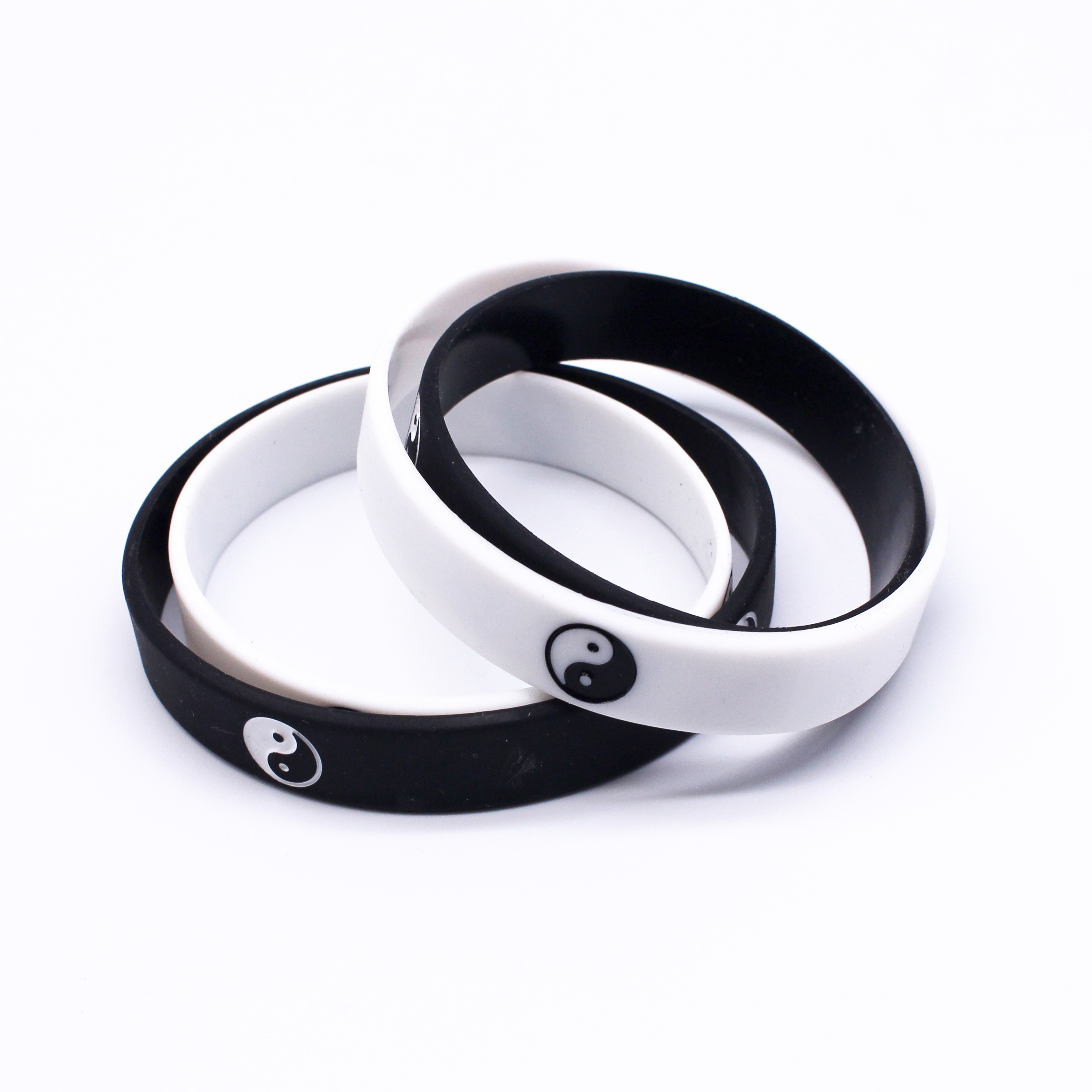 4pc Yin Yang Pattern Silicone Wristbands, Durable Accessories