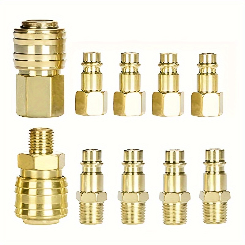 Drado 10pcs Of Euro Compressed Air Couplings 1/4" Bsp Quick Connectors For Hose Coupling Plug Air Conduit Hose Compressor Fittings Air Hose Connectors