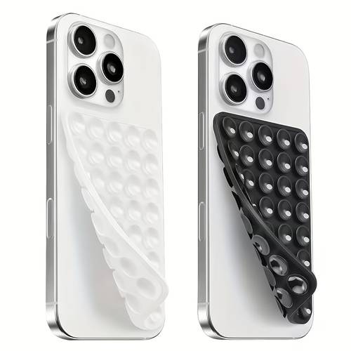 anti slip portable double sided silicone suction cup removable square phone holder silicone phone accessory suitable for iphone and adjustable angle and ideal for makeup yoga shower and watching