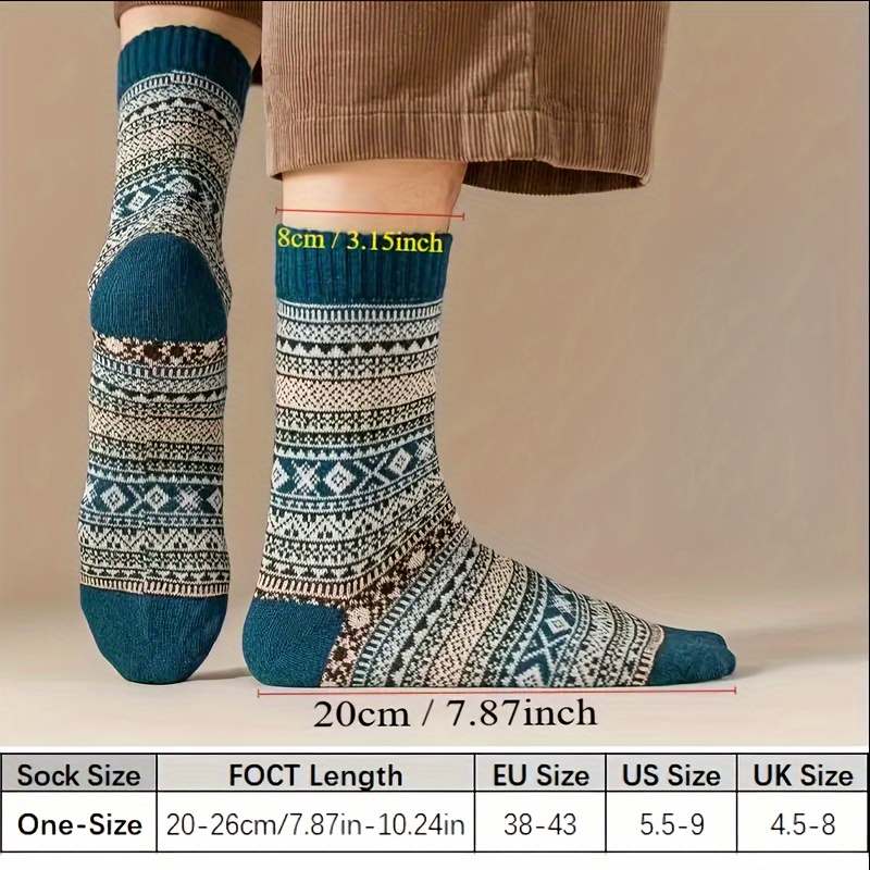 

6 Pairs/7 Pairs/8 Pairs Random Color Matching Men' Geometric Pattern Socks, Warm And Comfortable, Suitable For Autumn And Winter