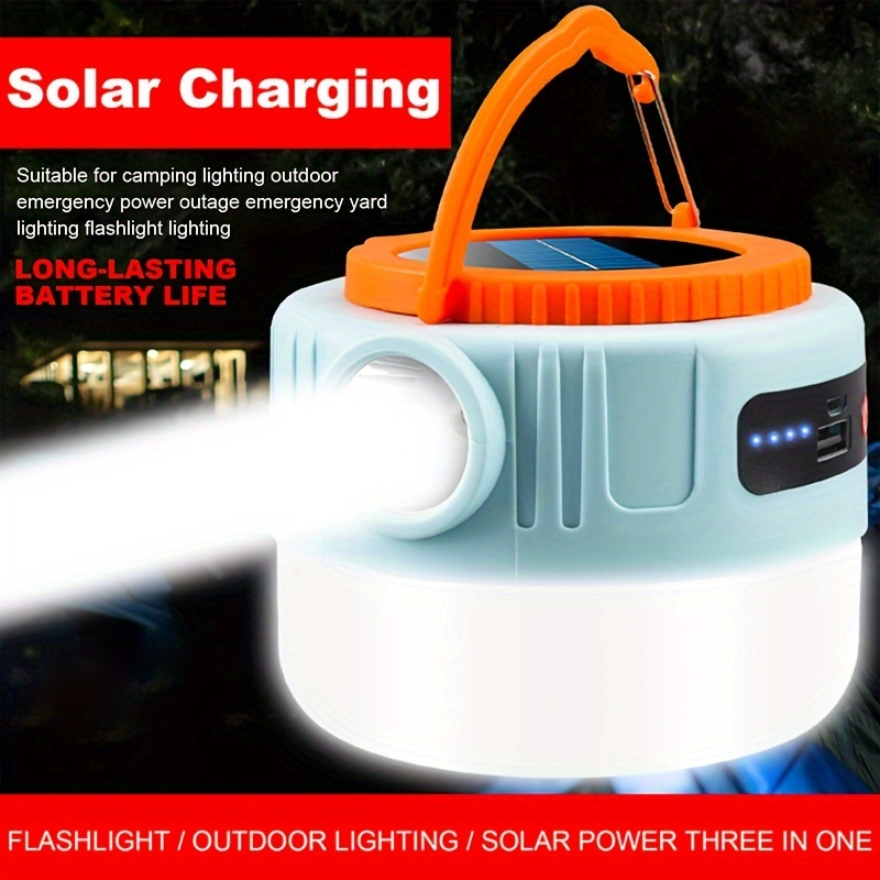 

Solar Led Camping Lantern, Outdoor Led Camping Light, Usb Rechargeable Flashlights, Power Bank, Waterproof Portable Emergency Camping Light For Hurricane Hiking Fishing, Hiking, Camping, Etc.