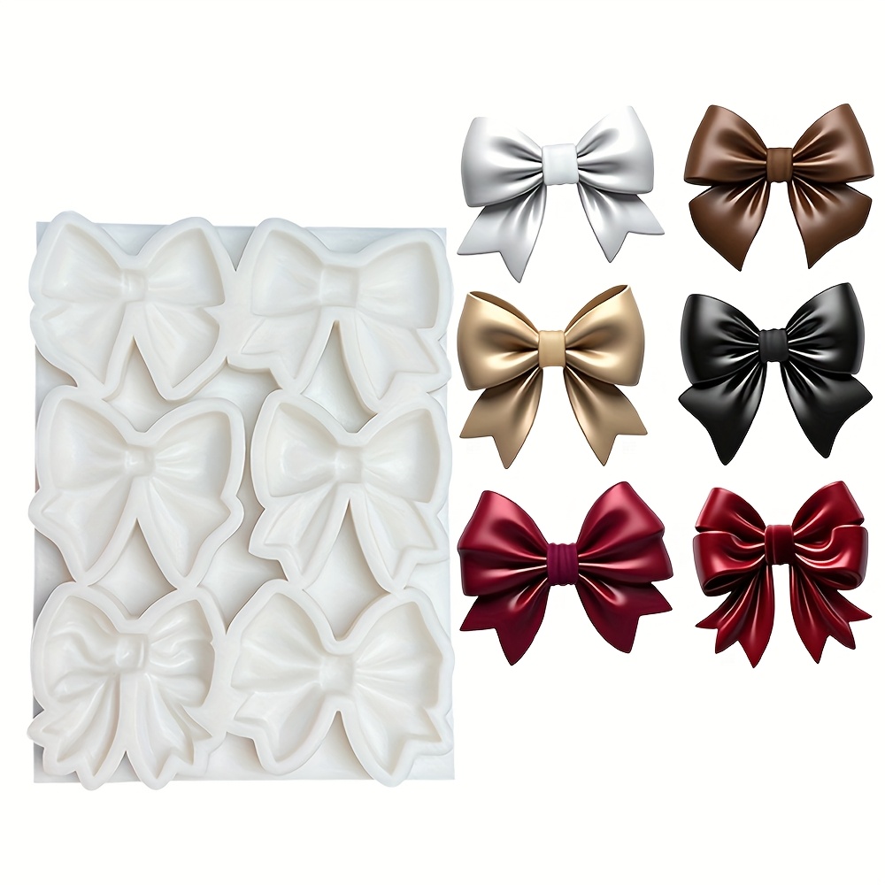 Image of 6- Bowknot Gelatin/sugar Paste Mold - -grade Silicone Cake Decorating Mould With 6 Shapes, Dishwasher & For Fondant Icing, Colors Suitable For Cupcakes,, Cakes