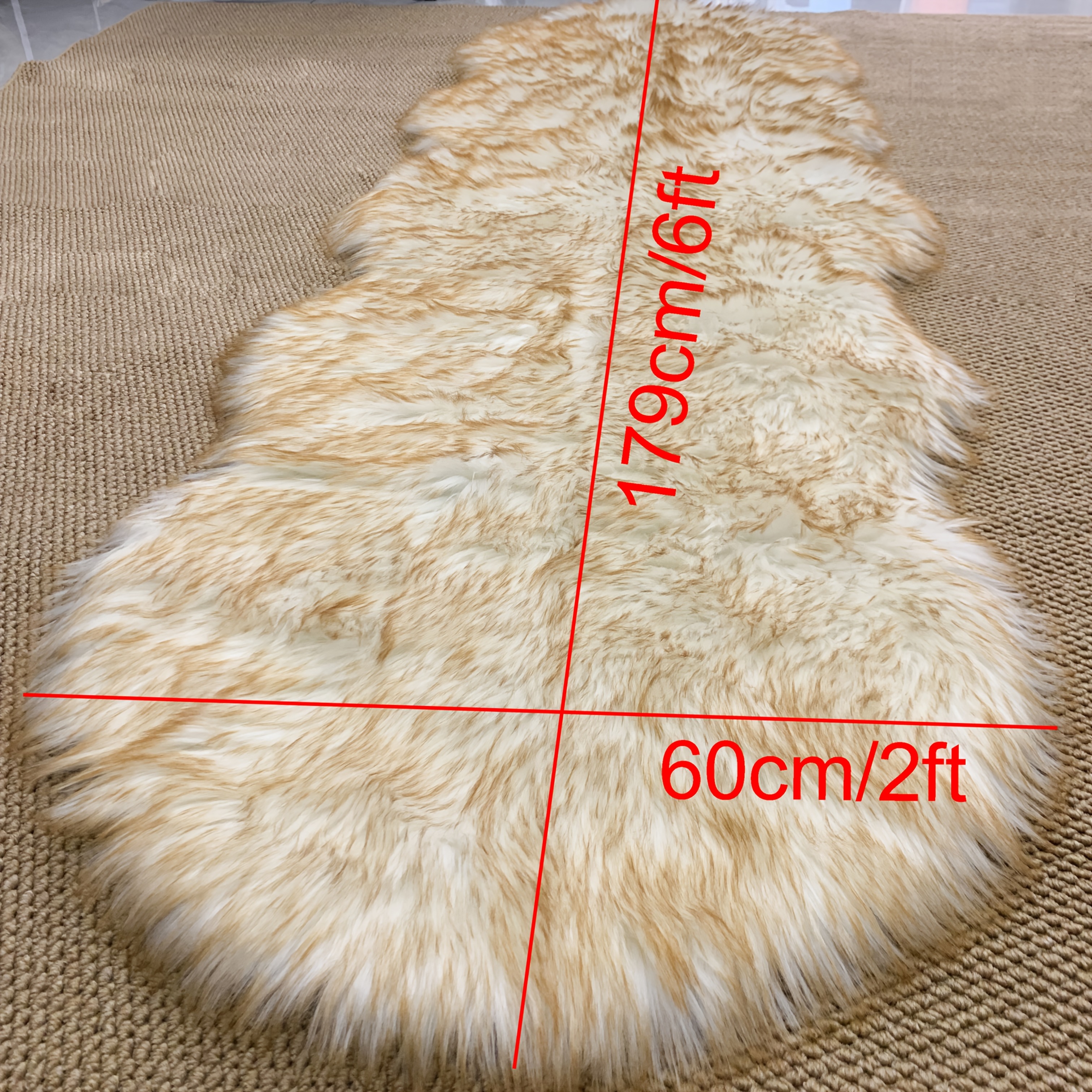 fuzzy plush rug with artificial sheepskin ultra   room rug artificial sofa cushion 2 x 6 feet fluffy rug side carpet for bedroom floor sofa living room white and yellow