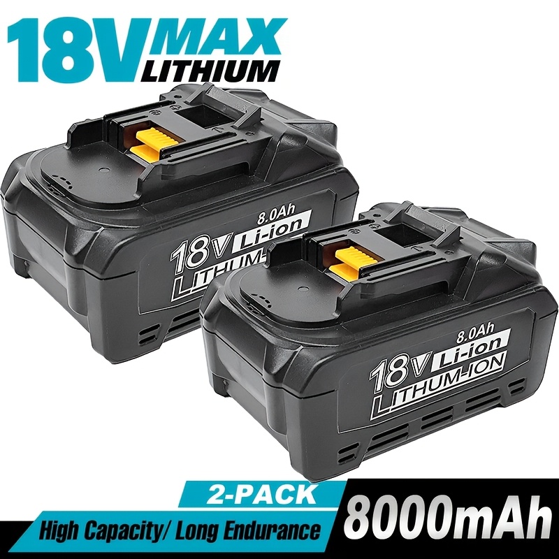 Image of 2 X 18v 8.0ah/ Replacement Battery For Makita Compatible Bl1860b Bl1850b Bl1840 Bl1830 Bl1815 Bl1845 Bl1890 Bl1415 Bl1430 Bl1440 Bl1835 194205 -3 -400 With Led Tool Battery