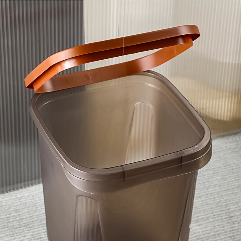 2pcs heavy duty plastic trash can with open top lid odor resistant leakproof cylindrical bin suitable for kitchen bedroom office painted durable wastebasket easy to   Product details 6