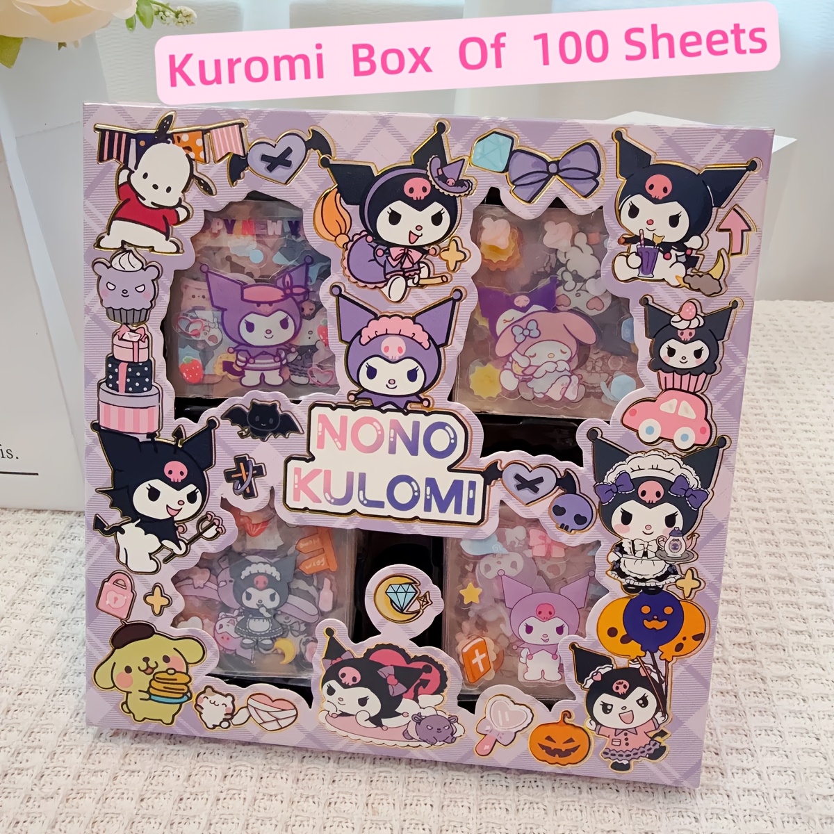 Hello Kittys Kuromis 100pcs Sticker Set - Waterproof, Non-repeating Cartoon Decals For Roller Skating And Cycling , And Water Bottles