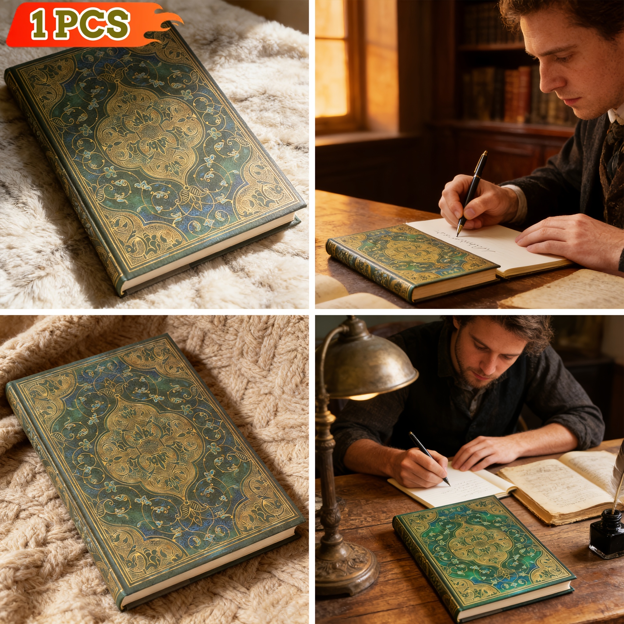 Vintage cietā vāka piezīmju grāmatiņa ar zelta folijas vāku | Tukšas iekšējās lapas, pārnēsājams ceļojumu dienasgrāmata, piemērota skolām, birojiem, albumiem, dāvanām - Jaungada dāvanu izlase