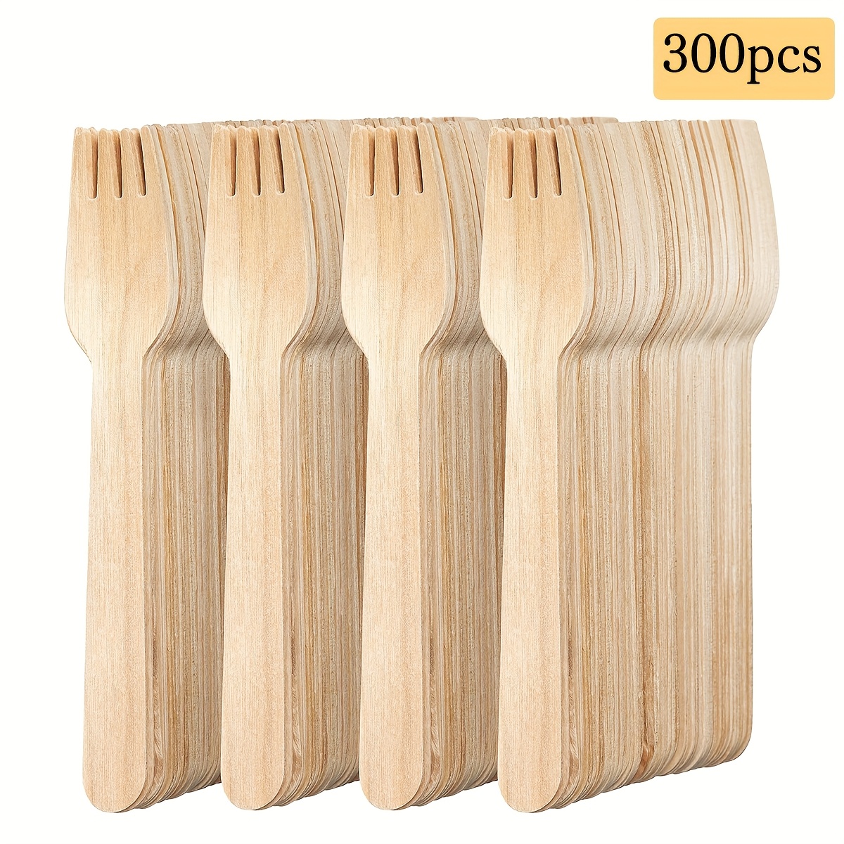 100/300pcs Disposable Wooden Forks, Size 16cm, Bbq Skewers, Pasta Forks, Suitable For Parties, , Halloween, Christmas, Wooden Tableware, Perfect For Parties, Camping, Weddings, And Dinner Events