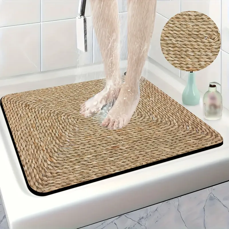 1pc diatomite bath mat retro texture print design quick dry non slip absorbent floor mat soft and comfortable for bathroom shower laundry room bedroom doorway kitchen rug rv bathroom Product details 0