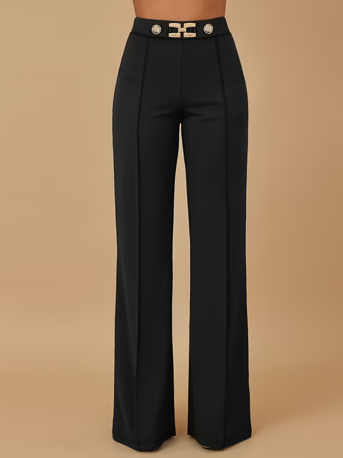 white christmas dresses Tall High Waist Flare Dress Pants White / L / 37 main image 0