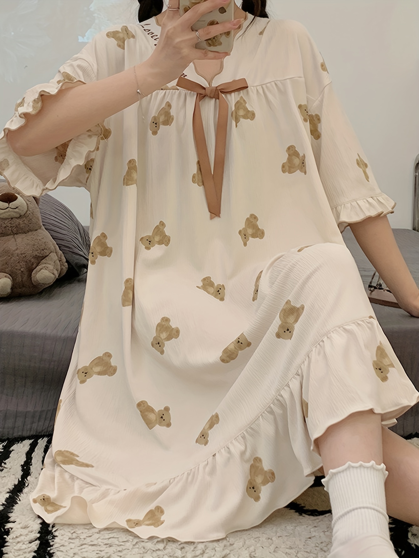 Maternity Women's Pajama Elegant Butterfly Print Dress Loose - Temu