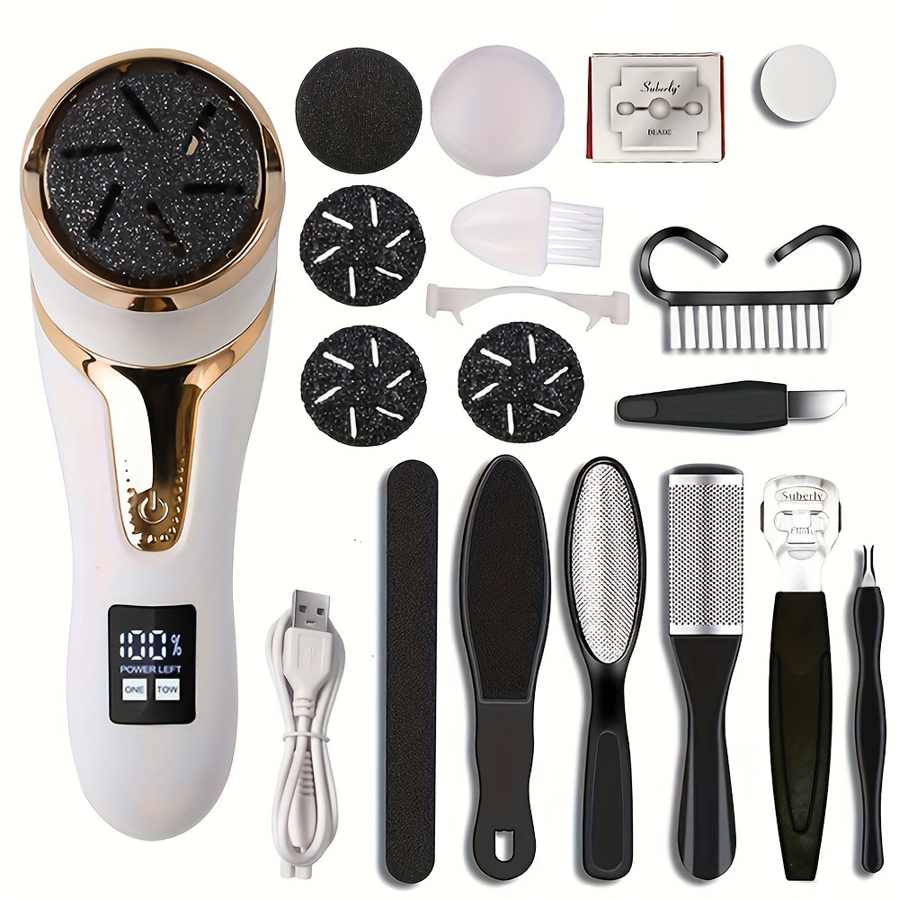 Rechargeable Electric Callus Remover with Dander Vacuum Cleaner - Professional Foot Care Kit with LCD Display, 2 Speeds, and Multiple Heads for Dead Light Beige Removal, Father's Day Gift 4 Rechargeable Electric Callus Remover with Dander Vacuum Cleaner - Professional Foot Care Kit with LCD Display, 2 Speeds, and Multiple Heads for Dead Light Beige Removal, Father's Day Gift - Image 4