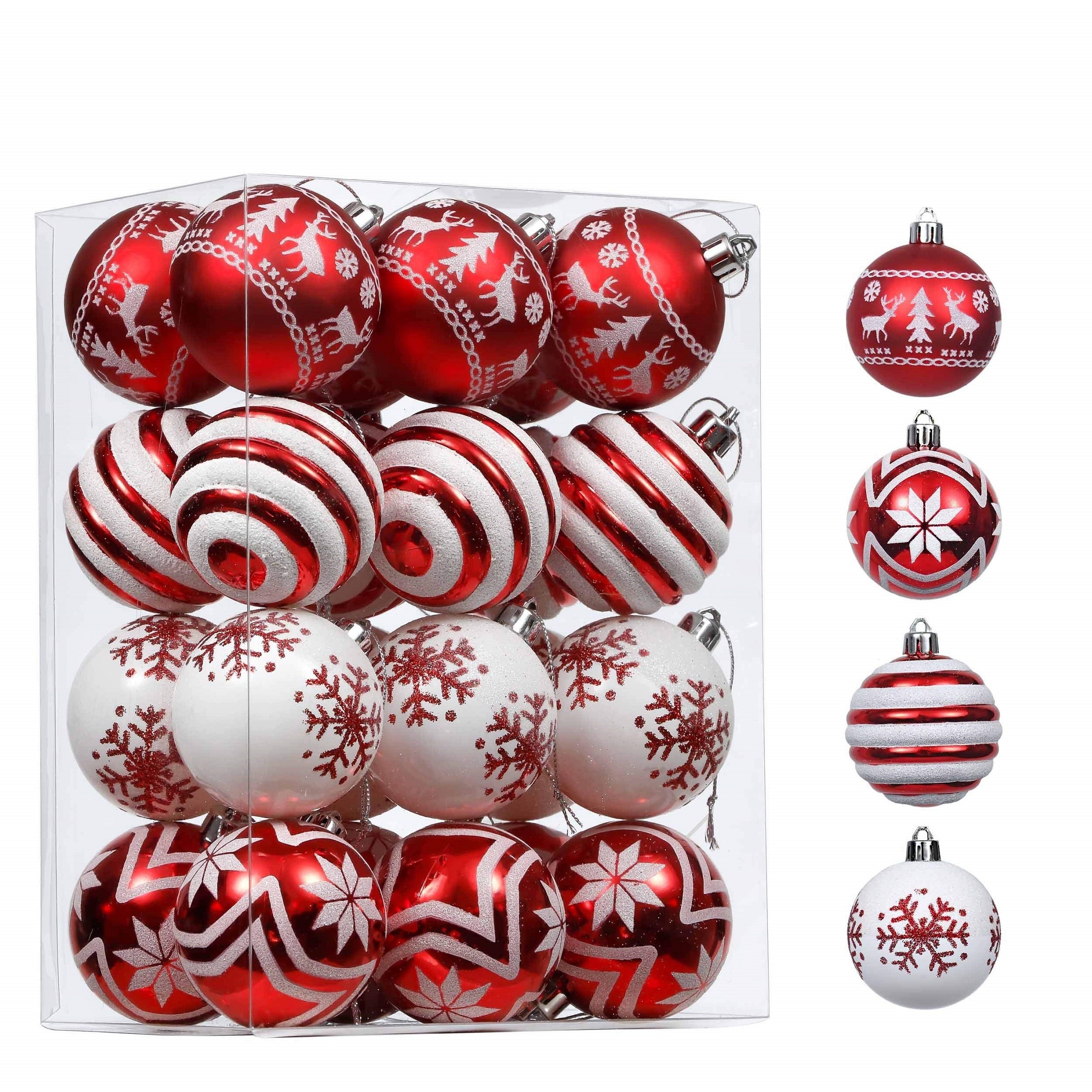 

24pcs Shatterproof Christmas Tree Ornaments - Plastic Decorations For Holiday Party, Tree Decor, Accent - Non-electric, Seasonal Charm