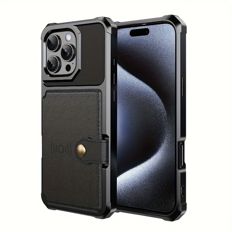 TEMU Phone Case: 4-color Four-corner Faux Leather Card Holder. Suitable For Full-coverage Anti-drop Protective Case. Unique, , Cute, Creative,