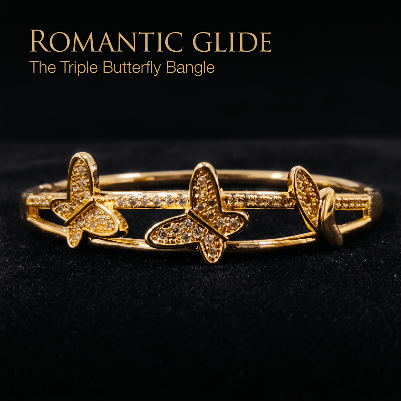 Golden-Toned Three Doves Pave Synthetic Zirconia Bracelet