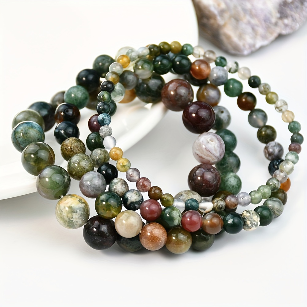 4pcs Natural Agate Beaded Bracelets Classic Casual Women