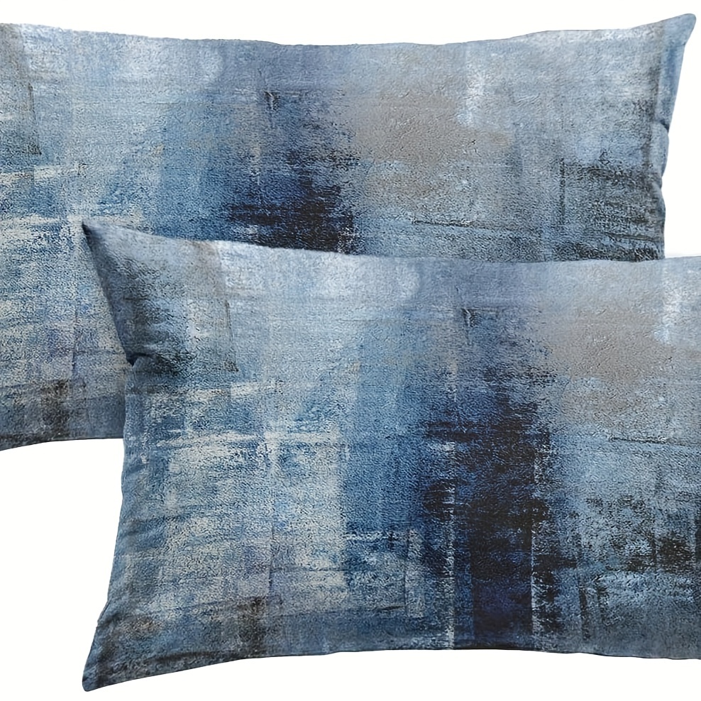 

Set Of 2 Abstract Art Throw Pillow Covers - Modern Gallery Decor, Soft Polyester, Zippered, Machine Washable For Living Room & Bedroom, 12.2 X 20 Inches, Decorative Pillows