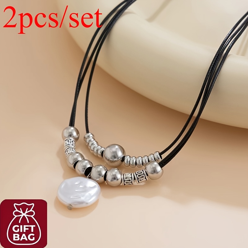 TEMU Women's Fashionable Pendant Necklace (with Gift Bag) - Adjustable Size, Suitable For Women To Wear At Vacation Parties Or As A Valentine's Day