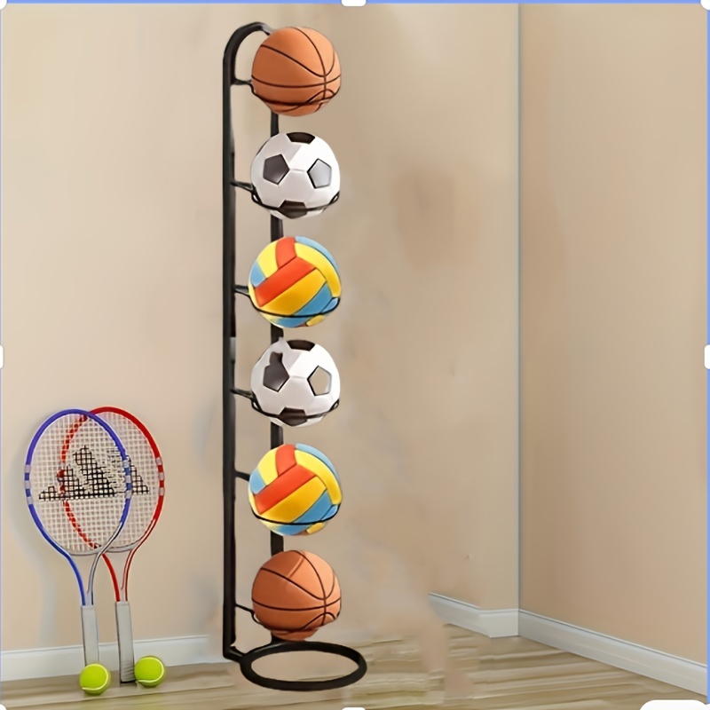 TEMU Schwarzer Metall--Organizer – Langlebiger Multifunktions-Ständer für Basketballs, Fußbälle, Volleybälle usw. – Zubehör für