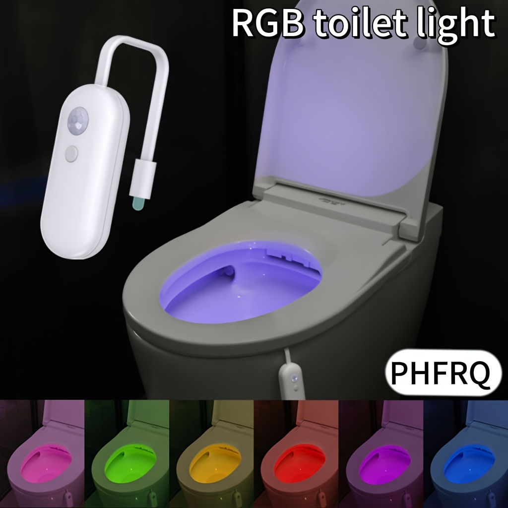 E-shop PHFRQ-RGB LED-WC-Leuchte mit Bewegungsmelder, mehrfarbig einstellbares Nachtlicht für Badezimmer, USB-Aufladung, einfache Installation, geeignet