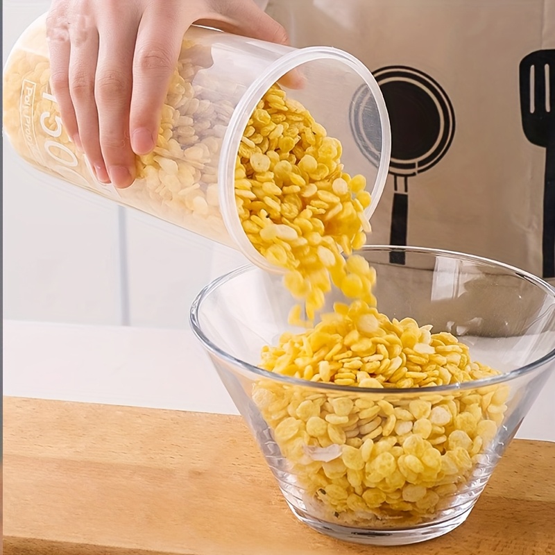 5pcs Set of 1000ml Transparent Sealed Containers, Suitable for Storing Grains, Whole Grains, Snacks, and Spices. Reusable Refrigerator Storage Boxes with Lids and Four-Corner Snap Closures. Round Containers Made of Transparent PP Plastic with Sealing