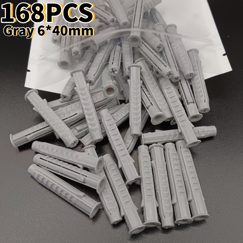 TEMU Set da 168 pz di a in plastica da 6/8mm, spinotti di fissaggio, ferramenta per appendere a parete, grigio//blu, materiale plastico ad durezza,