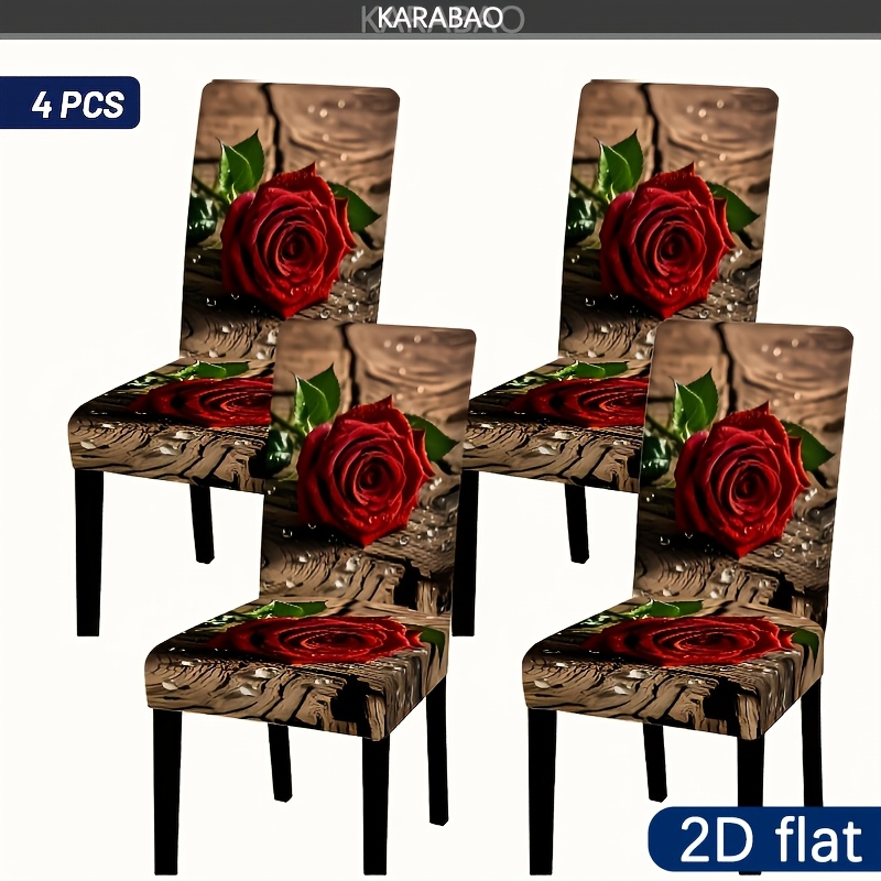 TEMU 2d Flat, 2/4/6/8pcs Of Red Droplet Background Full Cover Chair Covers, Removable And Washable, Suitable For Garden Chairs, Contemporary Design,