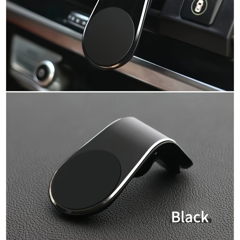 L-Shaped Universal Air Vent Metal Car Phone Mount, Aluminum Alloy, Magnetic, Rust Resistant, with Air Conditioner Outlet Mounting Type for Car
