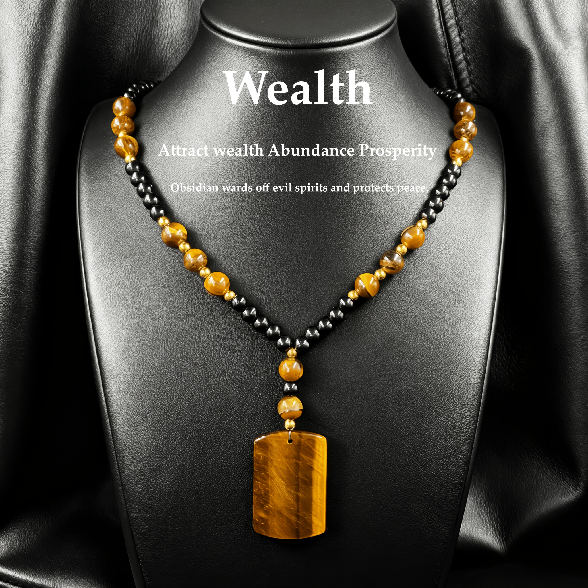 TEMU 1pc Eye Stone Obsidian Tiger Of Mind Necklace Attracts Wealth And Promotes Career, Off And Protect Safety, Smooth And , Sturdy Chain That Will Not After Long- Wear, Unisex