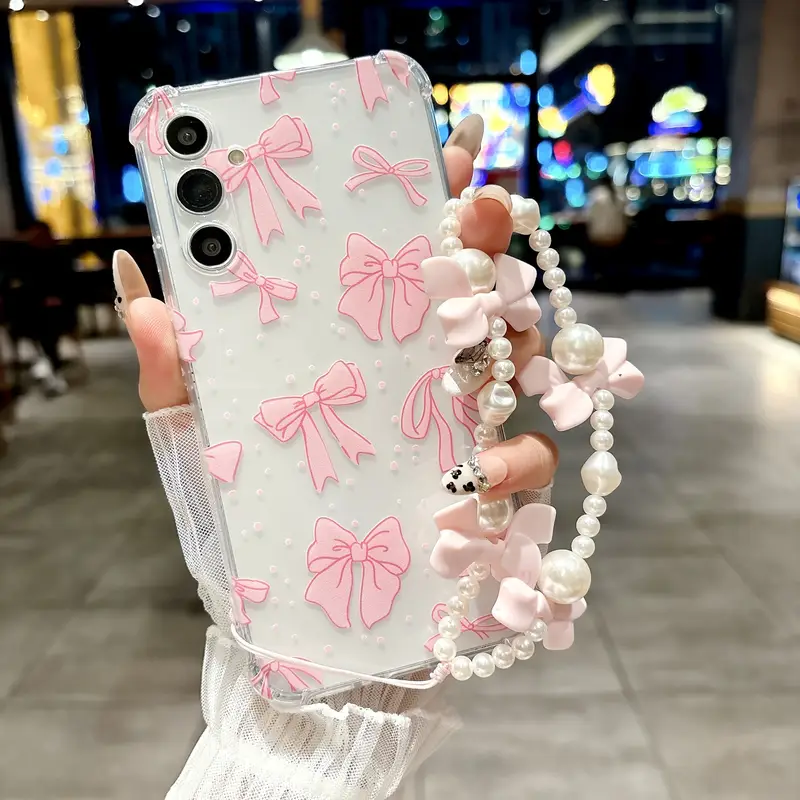 Pink Bow Four Corner Anti-Drop TPU Phone Case with Same Style Bow Bracelet for Samsung Galaxy a14 a24 a34 a54 a15 a25 a35 a55 a05 a05s a06 a16 s23fe s24fe Pink Bow Four Corner Anti-Drop TPU Phone Case with Same Style Bow Bracelet for Samsung Galaxy a14 a24 a34 a54 a15 a25 a35 a55 a05 a05s a06 a16 s23fe s24fe