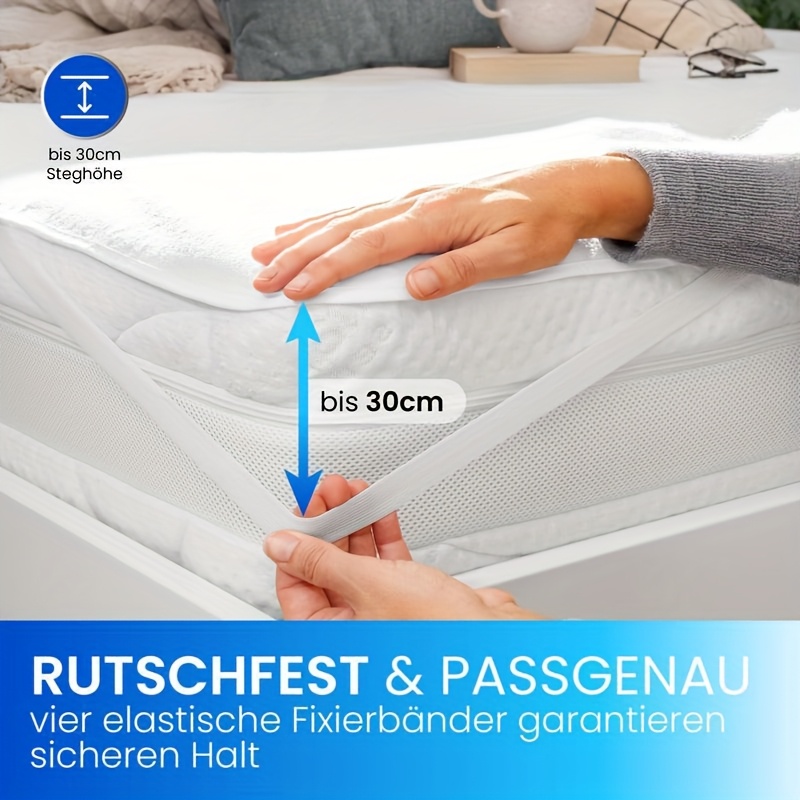 Set Of 2 Mattress Protector Mattress Cover- Ideal As Moisture Protection For Bed Mattress- Washable Mattress Topper With 4 Elastic Corner Rubbers - Quiet &