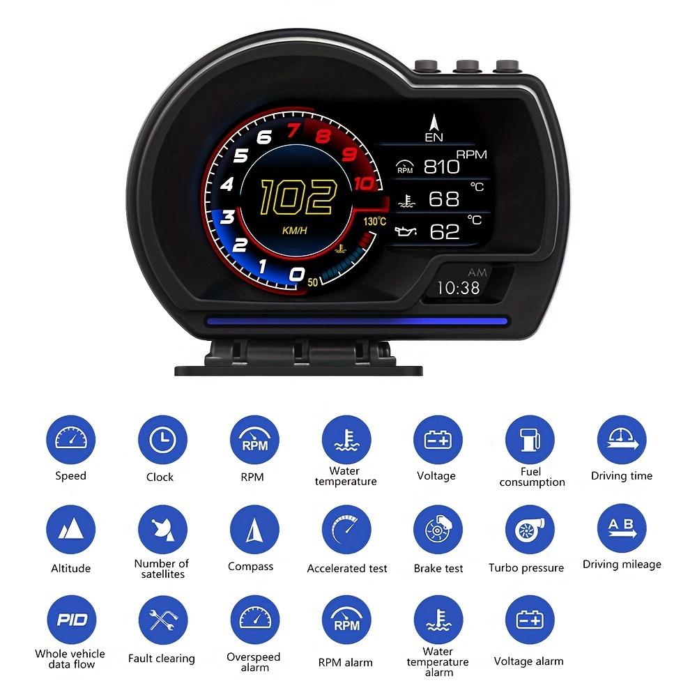 3 inch HUD OBD2 GPS Car Speedometer KM H MPH Alarm