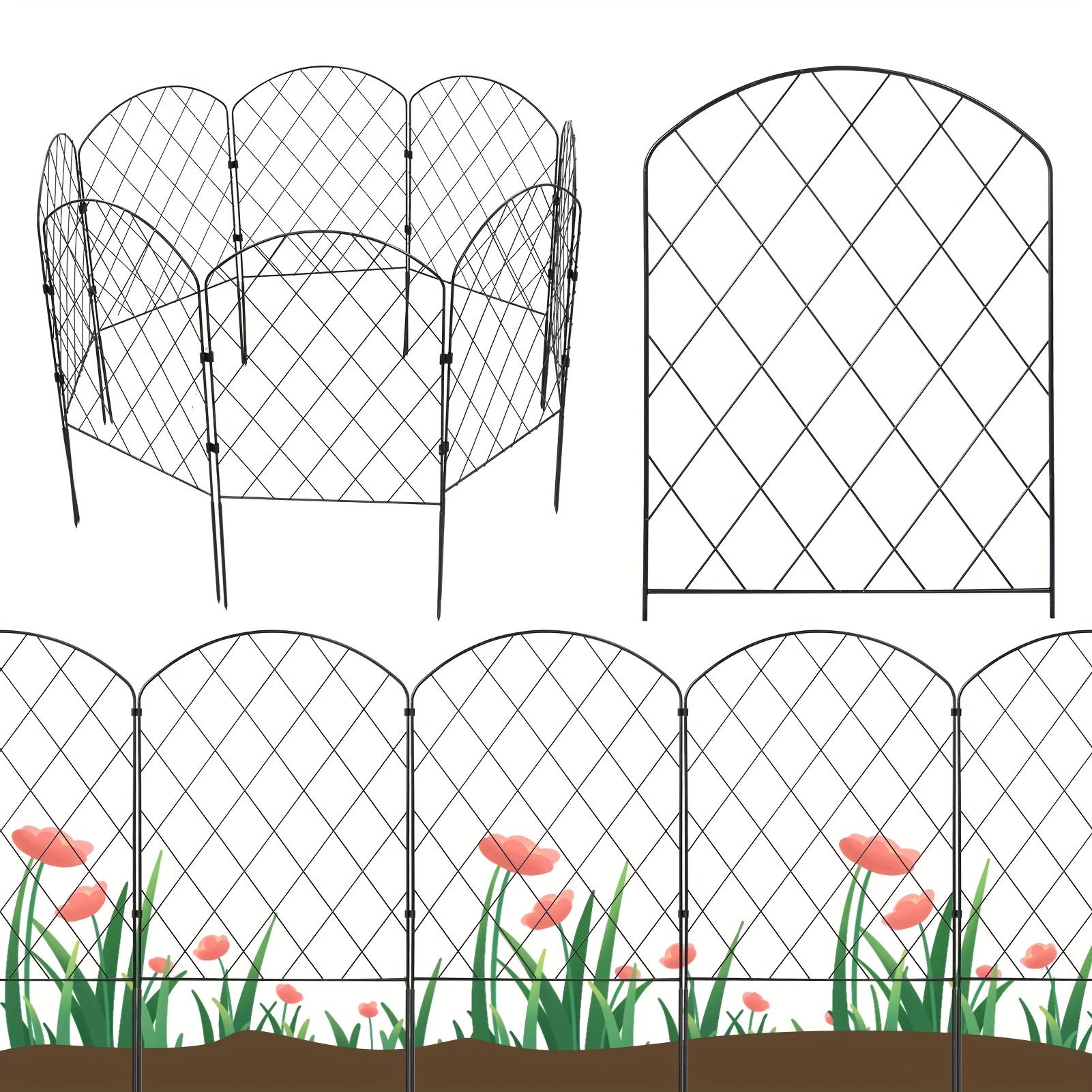 

30pcs Decorative Garden Fence, Small Animal Barrier Fence , Thickened Anti-rust Wire, Suitable For Patio Garden Yard, 32cm