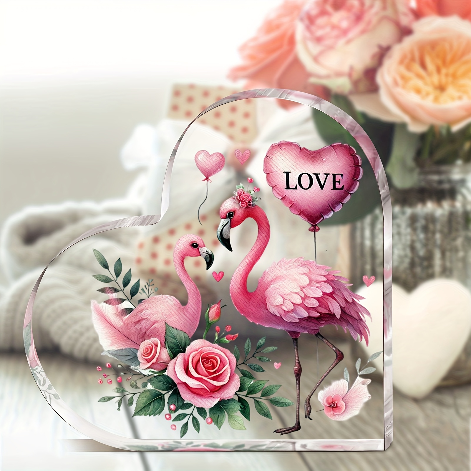 TEMU 2d Flat - [2d Flat] A 2d Acrylic Decoration In Of A Flamingo Heart, Featuring A That Power. It' For Living Rooms, Bedrooms, And Various Types Of