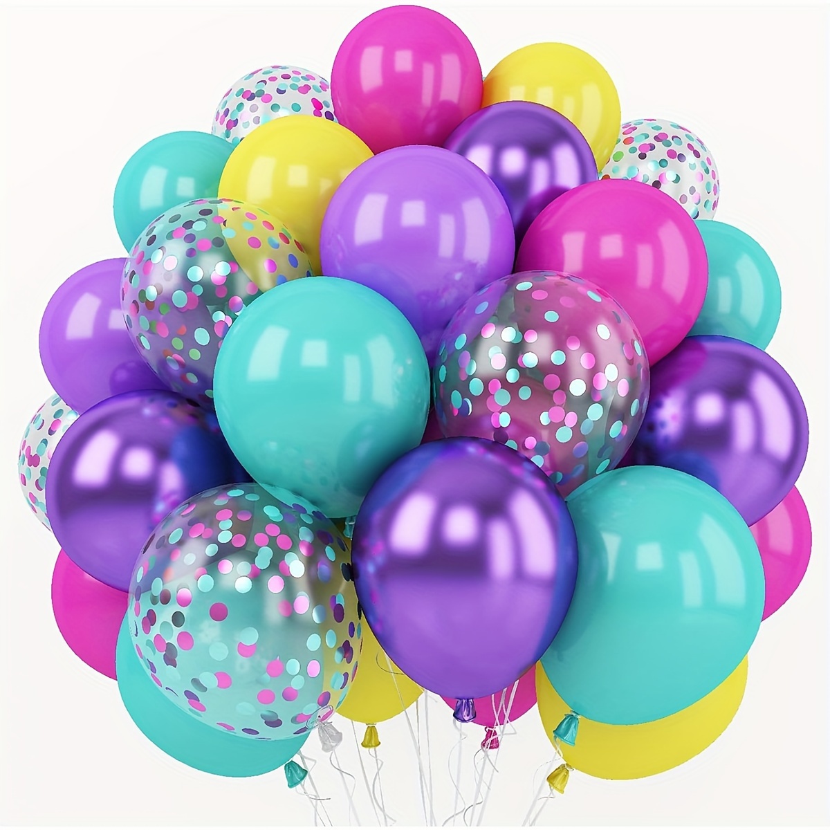 

62pcs Pink Blue Purple Balloon, 10inch Hot Pink Metallic Purple Teal Yellow Balloons Confetti Balloons For Kids Magic Theme Birthday Decoration Baby Shower Engagement Party Supplies