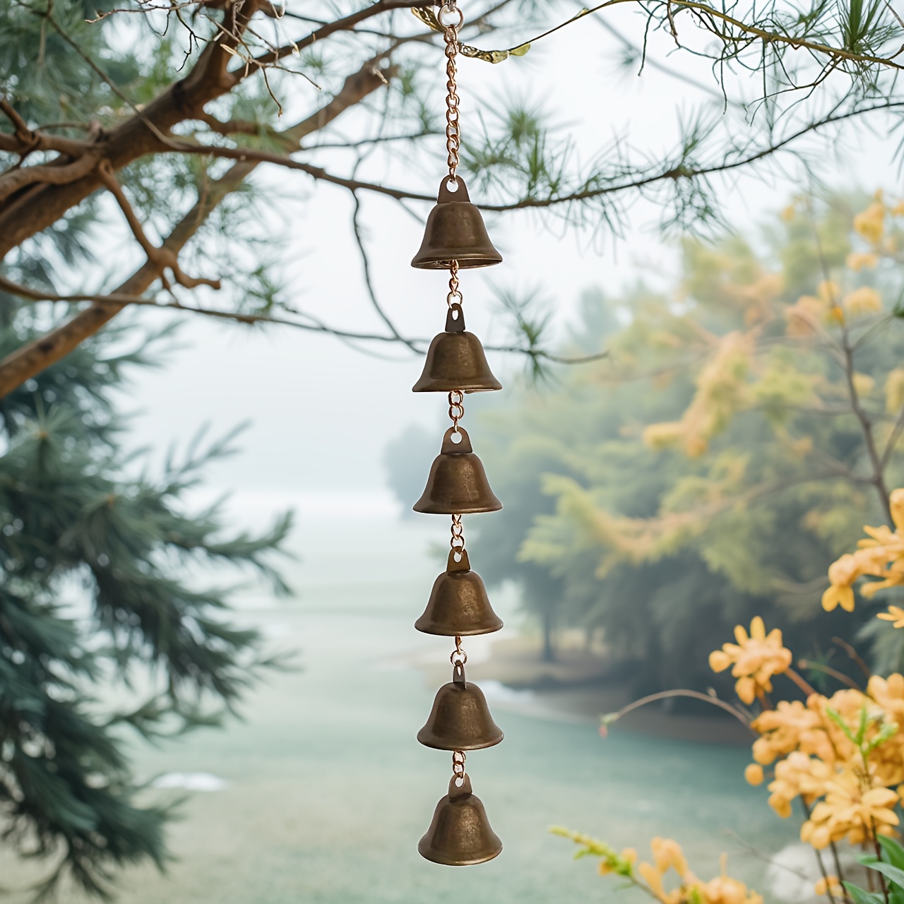 handmade metal wind chimes   iron bells with decorative chain suitable for courtyards gardens and walls no electricity required thanksgiving home decoration outdoor wind chimes handmade   design creative bells pendant