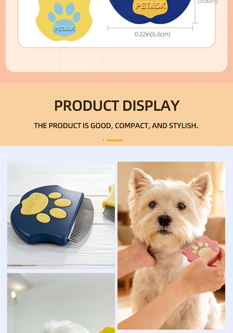 Pet Facial Comb Small Face Comb Dog Cat Rabbit Wide-Tooth Comb Needle Comb Round Head Curved Comb Flea Tail Cleaning Comb