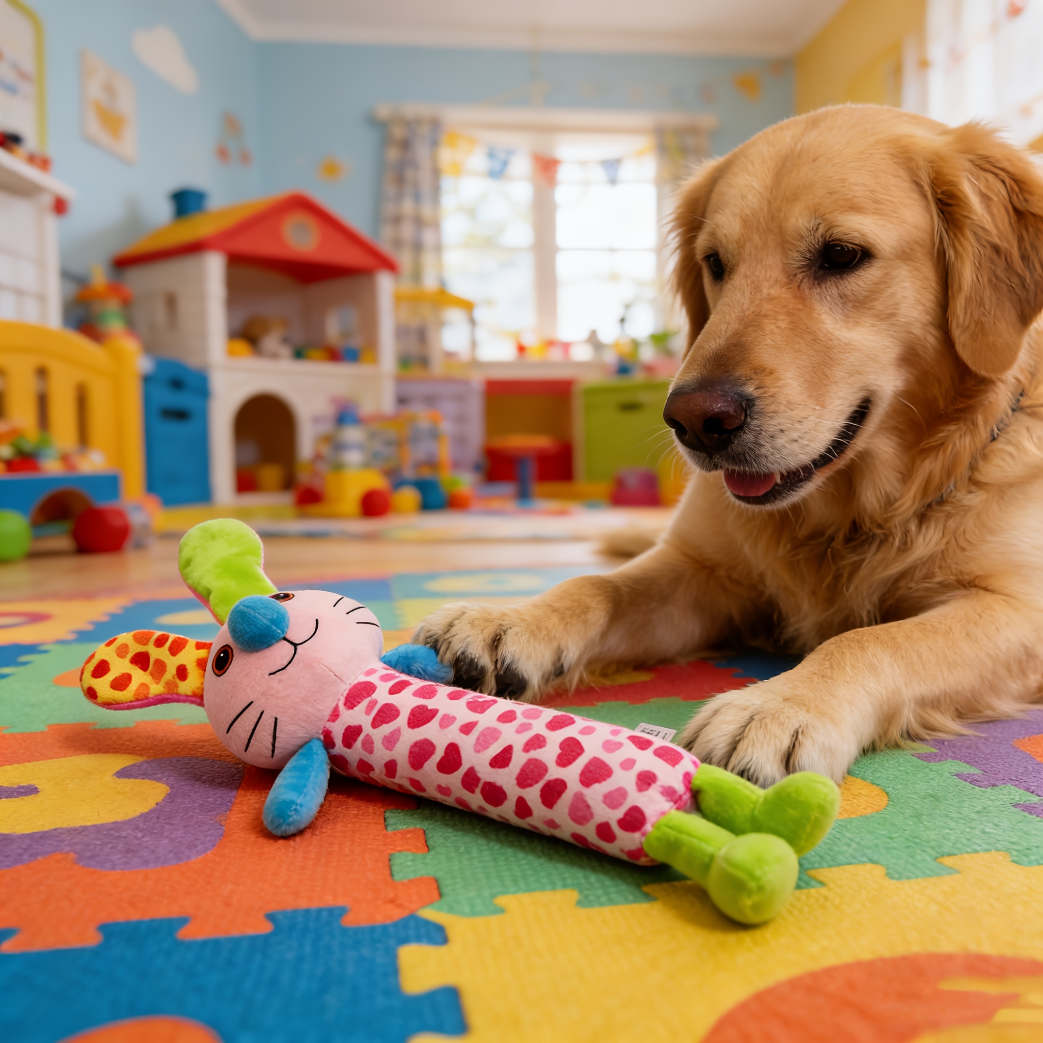 Image of Interactive Bite-resistant Dog Boredom Toy, Soft Stuffed Bite-resistant Non-shedding Plush Sounding Toy, Wear-resistant Safe Non-toxic, Washable Single Play Chew Toy