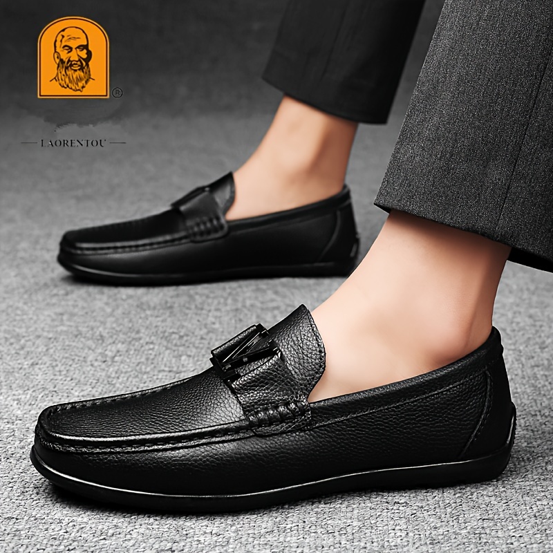 s Casual Leather Loafers 2024 Summer Soft Sole Breathable Business Shoes Comfortable Slip On Round Toe Oxfords with PU