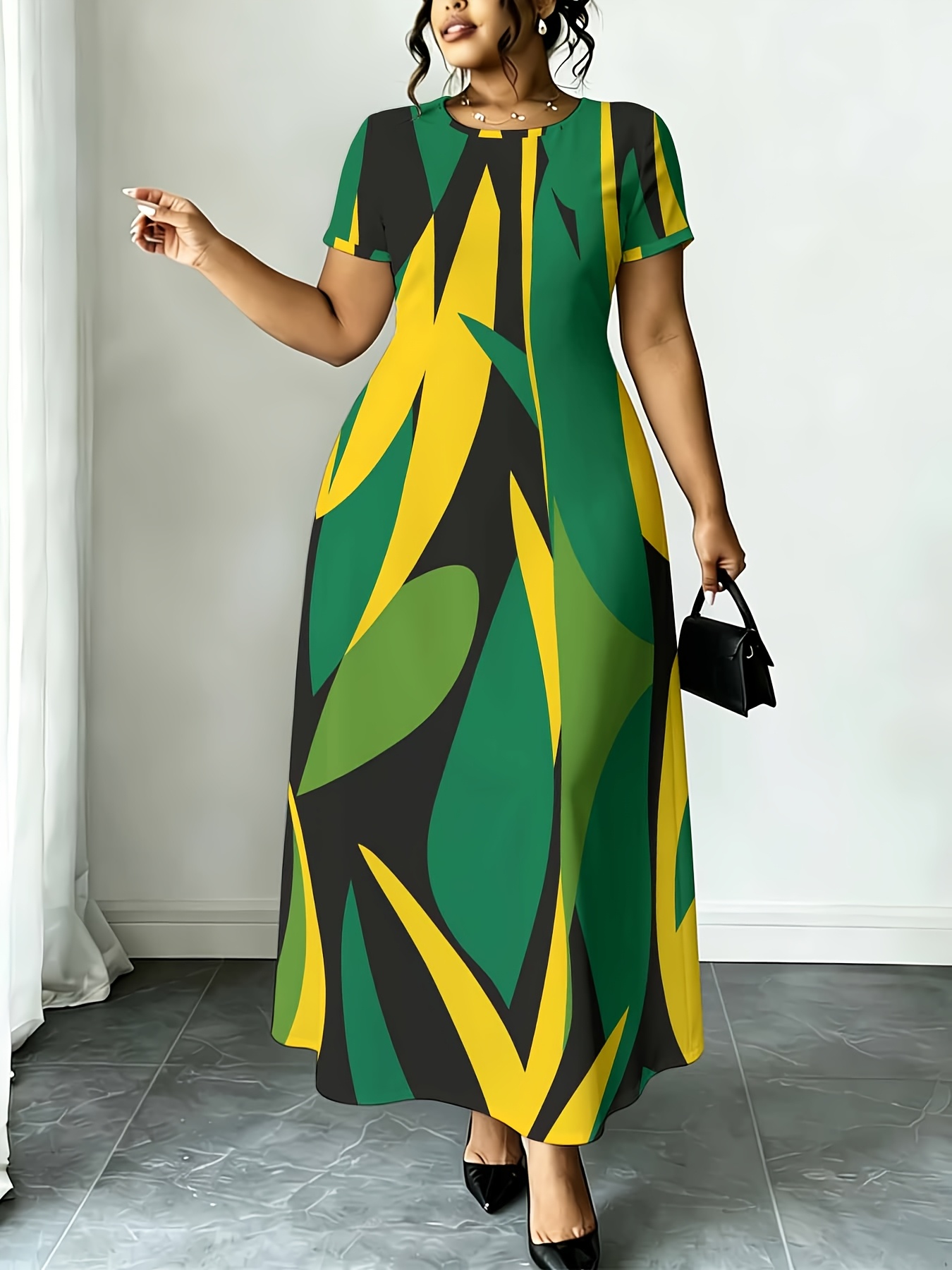 black green and yellow dress yellow and black dress sold on Temu United States