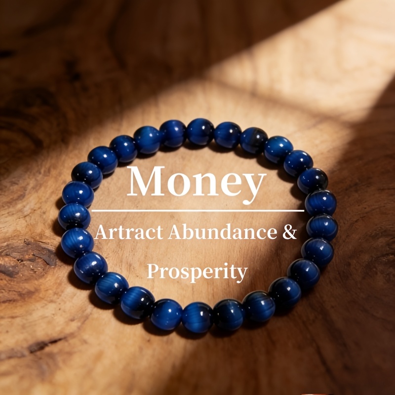 TEMU Bracciale con perline occhio di tigre naturale da 8 mm, a ed elastico, simboleggia l' della e della fortuna, sia per che per donne, per l'uso e