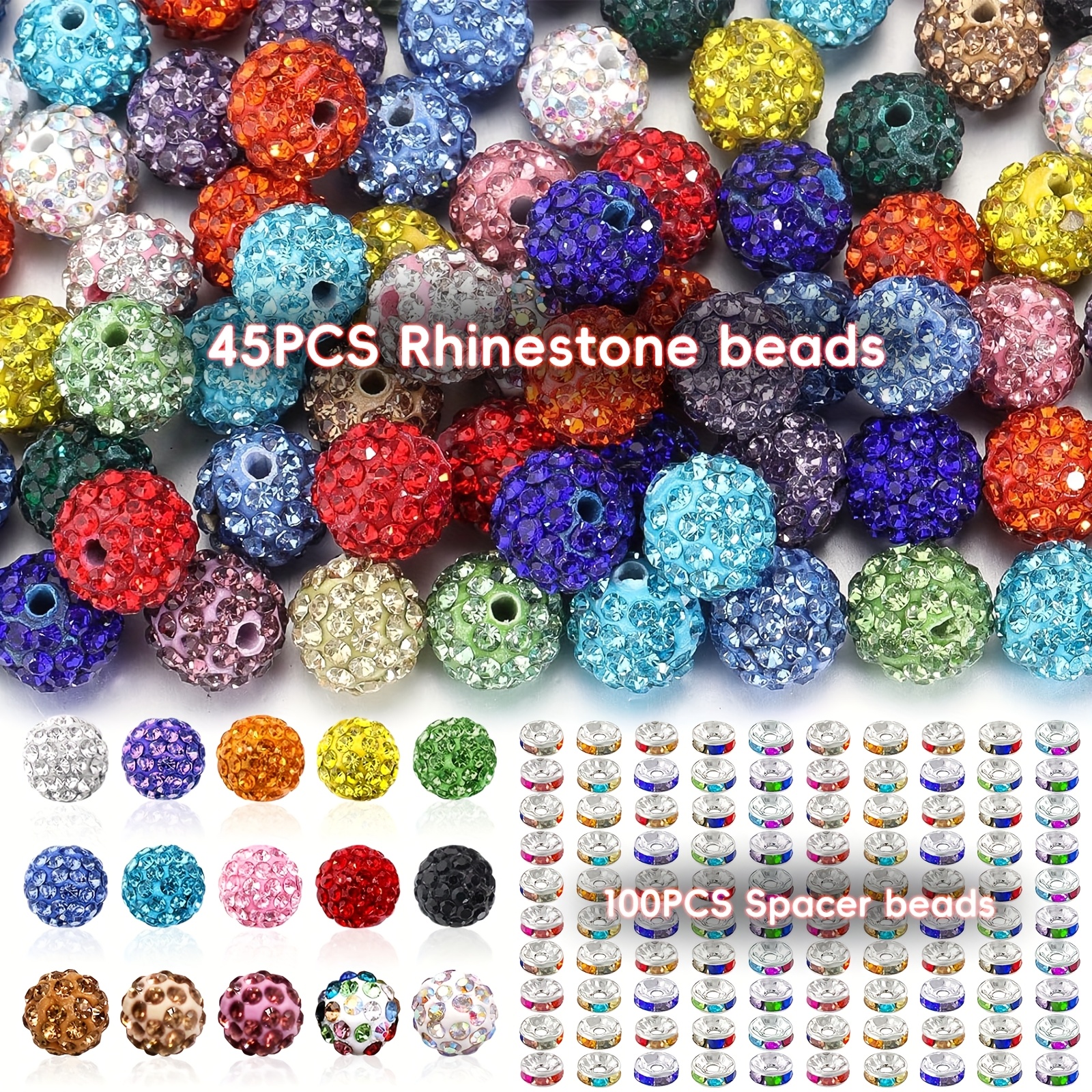 TEMU 145pcs Beads And Spacer Beads Sparkle Beads, Disco Ball Beads Set For Jewelry Making, Beads With Charms Spacer Beads For Bracelet Necklace