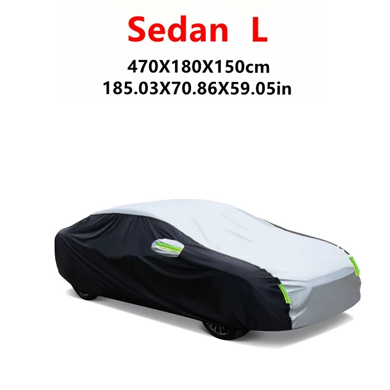 TEMU Housse de voiture double couleur JIUWAN, protection extérieure anti-poussière en polyester avec bandes réfléchissantes, adaptée universellement