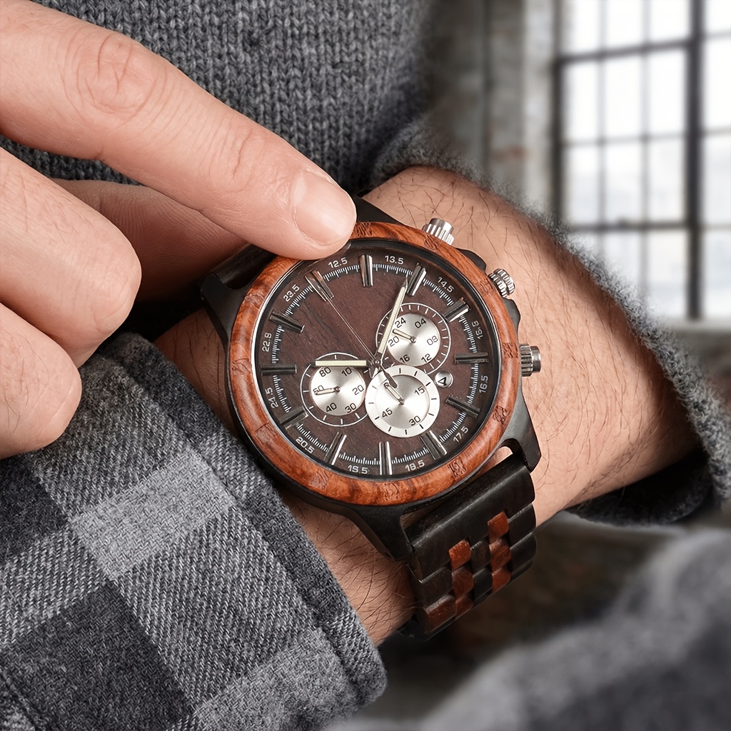 Image of Fashion Wooden Quartz Wristwatches Wood Wrist Watches For Men Clock Wooden Hand Gifts