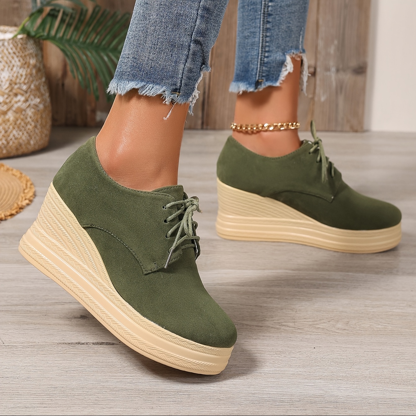 

Chic Espadrille-inspired Wedge Sneakers For Women - Comfortable Lace-up Platform Shoes With Hemp Sole, Footwear, Shoe Accessories