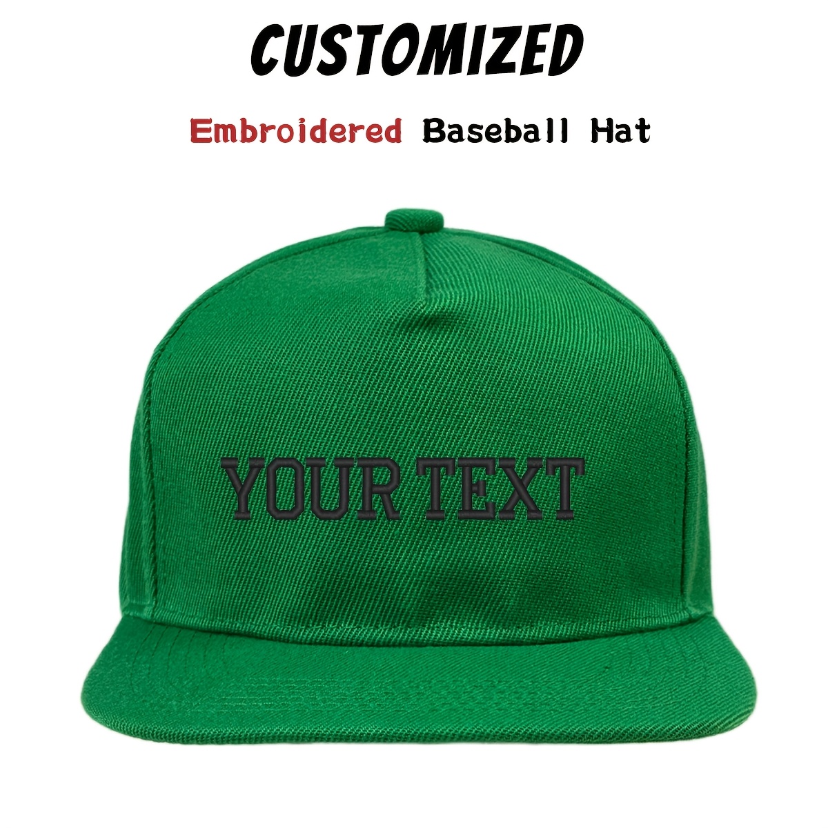 TEMU 1pc Unisex Customizable Embroidered Logo Baseball Cap, Personalized Versatile Flat Brim Snapback