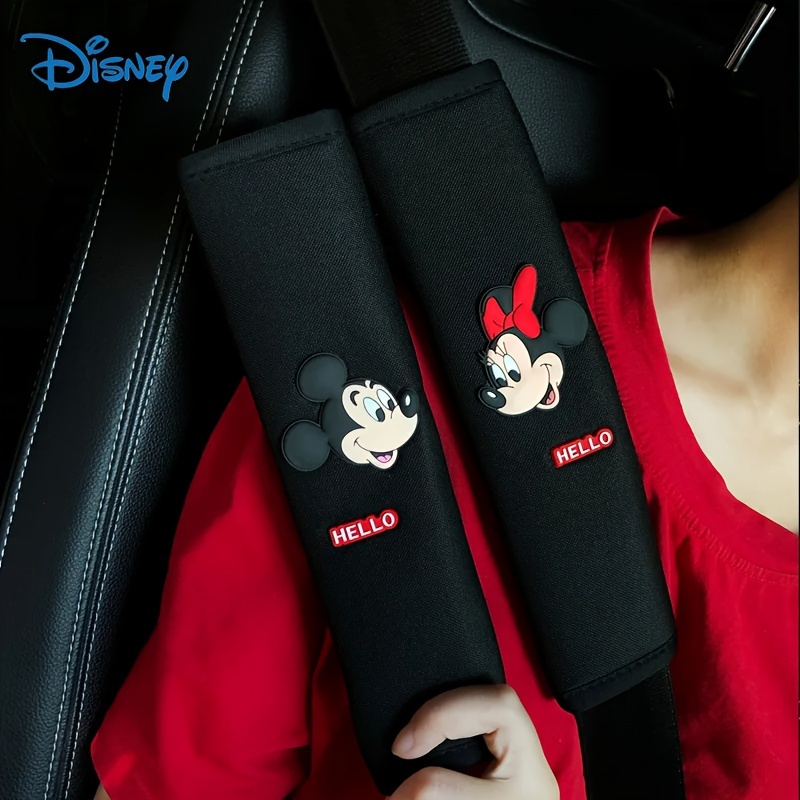 

2pcs Disney Co-branded Mickey And Car Seat Belt Shoulder Pads Interior Accessories Seat Belt Cover Interior Covering