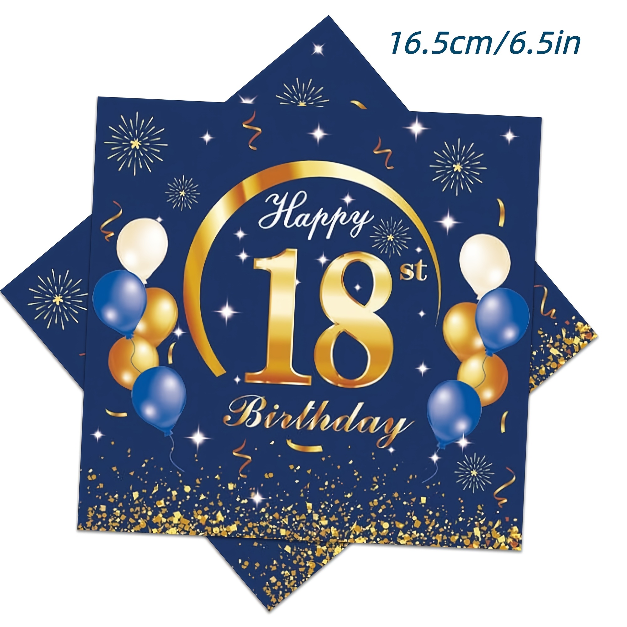 E-shop 40 Stück Servietten für den 18. Geburtstag für Jungen/Männer, marineblaue goldene Servietten für die 18. Geburtstagsfeier, mit dem Schriftzug "